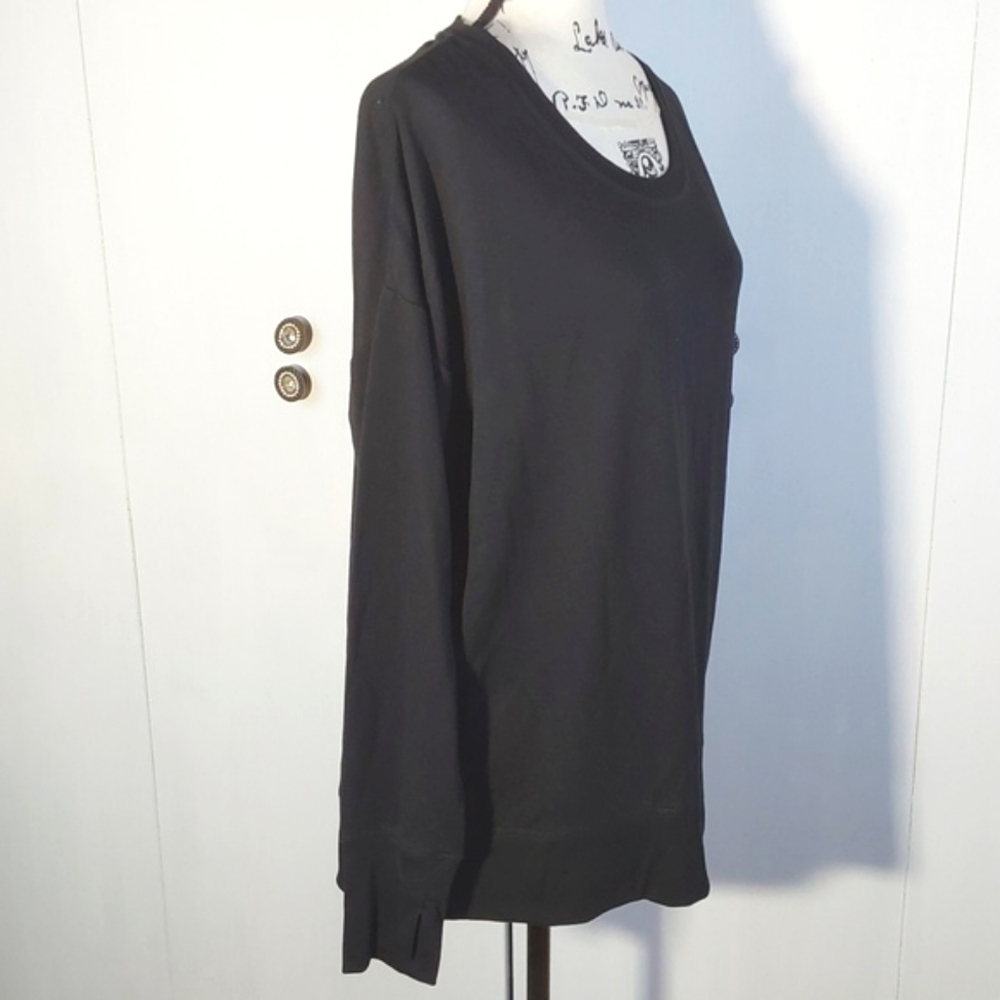 Avia|Black Oversized Sweatshirt Side Slits Thumbholes Athleisure Lounge Sz.L